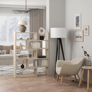ADRK Designový regál na knihy s nastavitelnou šířkou KARDAL S 72-125, dub sonoma