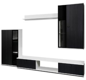 Obývací stěna OSTRAVA LAMELY bílá / černá