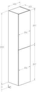 Laufen Ardo Skříňka vysoká 40x180 cm, černá mat A857956532