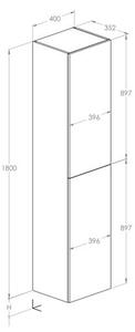 Laufen Ardo Skříňka vysoká 40x180 cm, bílá lesk A857956806