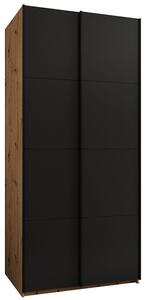 Šatní skříň LUX 1 s posuvnými dveřmi, 100×245,5×64 Dub Artisan / černá / černé