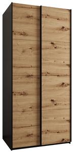 Šatní skříň LUX 1 s posuvnými dveřmi, 100×245,5×64 Černá / dub Artisan / černé