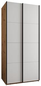 Šatní skříň LUX 1 s posuvnými dveřmi, 100×245,5×64 Dub Artisan / bílá / černé