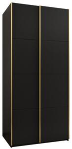 Šatní skříň LUX 1 s posuvnými dveřmi, 100×245,5×64 Černá / zlaté