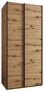 Šatní skříň LUX 1 s posuvnými dveřmi, 100×245,5×64 Dub Artisan / černé