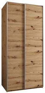 Šatní skříň LUX 1 s posuvnými dveřmi, 100×245,5×64 Dub Artisan / stříbrné