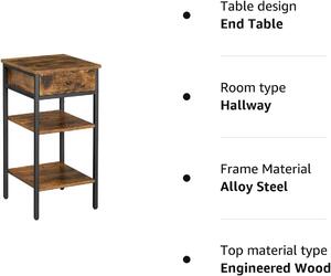 VASAGLE Noční stolek industriální 35x35x70cm černý rustikální