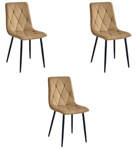 Set jídelních židlí LIBRA sametové hnědé / černé nohy (3 ks)