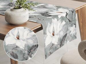 Biante Sametový běhoun na stůl Tamara TMR-016 Designové květiny na šedozeleném 45x180 cm
