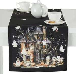 Běhoun na stůl HALLOWEENSKÝ DŮM černá, 37x140 cm