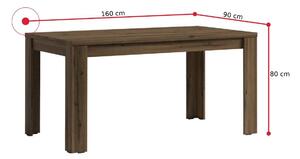 Jídelní stůl AVINON, 160x80x90, dub noble/černá