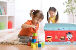 ViaDomo Via Domo - Dětský box na hračky Pace - červená/modrá - 60x35x30 cm