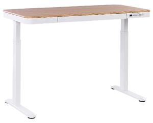 Elektricky výškově nastavitelný pracovní stůl KENLY 120 cm 60 cm s USB portem Hnědá/Bílá