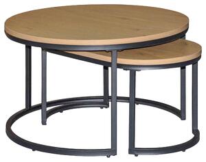 SADA KONFERENČNÍCH STOLKŮ, černá, divoký dub, kov, kompozitní dřevo, 70/70/42 cm MID.YOU - Konferenční stolky, Online Only