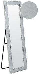 Stojací zrcadlo LOCRONAN 150 cm Umělá kůže Světle šedá