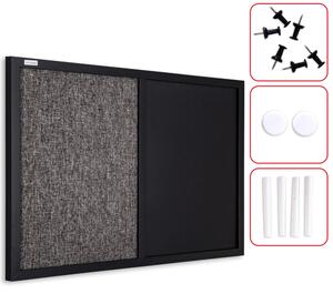 Tabule COMBI černá magnetická a textilní tabule 60x40 cm v dřevěném lakovaném rámu, TMK64_0004