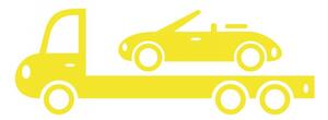 Pieris design Odtahový vůz s kabrioletem - samolepka na zeď oranžová