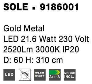 LED lustr Sole 60 zlaté – Zlatá
