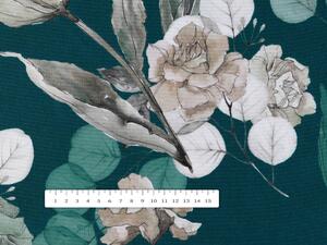 Biante Dekorační povlak na polštář TF-058 Květy s eukalyptem na tmavě zeleném 50 x 60 cm