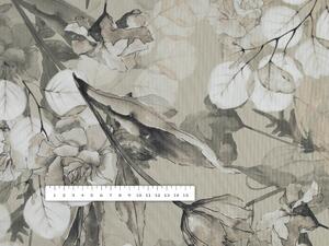 Biante Teflonový kulatý ubrus TF-057 Květy s eukalyptem na hnědobéžovém Ø 50 cm