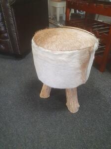 Elegantní stolička masiv teak+kozí kůže Koza - LIKVIDACE VZORKU