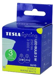 TESLA lighting Tesla - LED žárovka GU10, 3W, 230V, 250lm, 25 000h, 3000K teplá bílá, 100st