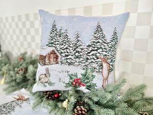 Dům Vánoc Gobelínový vánoční povlak na polštář s motivem Zimní krajina 45x45 cm