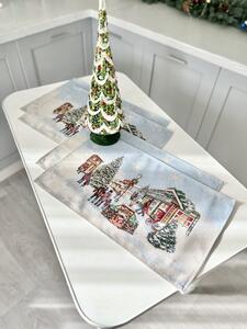 Dům Vánoc Gobelínové vánoční prostírání s motivem Zasněžená vesnička 33x53 cm
