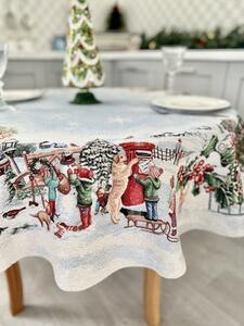 Dům Vánoc Gobelínový vánoční ubrus s motivem Zasněžená vesnička Velikost: 137x137 cm