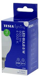 TESLA lighting Tesla - LED žárovka miniglobe BULB E14, 8,5W, 230V, 1000lm, 25 000h, 4000K denní bílá, 220°