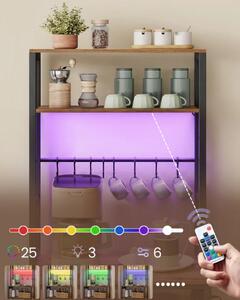 SONGMICS Kuchyňský regál s integrovanou napájecí lištou a LED osvětlením Vasagle Cinty 60 cm černý/hnědý