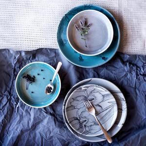Keramický mělký talíř FLORA 26,5 cm modrozelená