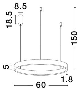 LED lustr Elowen 60 stříbrná – Šedá