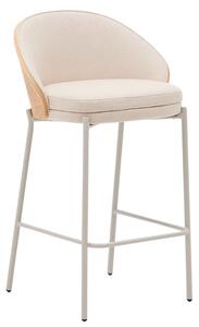 Béžová čalouněná barová židle Kave Home Eamy s dřevěným opěradlem 65 cm