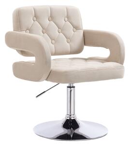 LuxuryForm DESIGN Židle ADRIA VELUR na stříbrném talíři - krémová