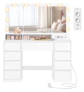 SONGMICS Toaletní stolek s LED osvětlením a nabíjecí stanicí Vasagle Niro 107 cm bílý
