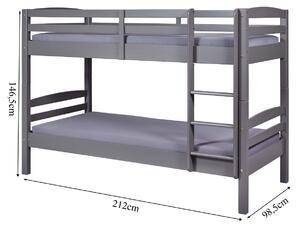 Patrová postel z masivu 90x200cm Howard - šedá