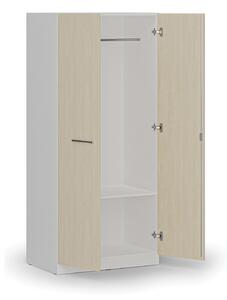 Kancelářská šatní skříň PRIMO WHITE, 1 police, šatní tyč, 1781 x 800 x 500 mm, bílá/dub přírodní