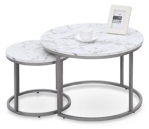 Set konferenčních stolků PAOLA — dekor mramor / stříbrná