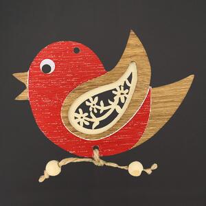 AMADEA Dřevěná dekorace barevný ptáček, masivní dřevo, 10 cm, český výrobek