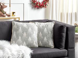 Sada 2 bavlněných polštářů vzor vánoční stromeček 45 x 45 cm šedé BILLBERGIA