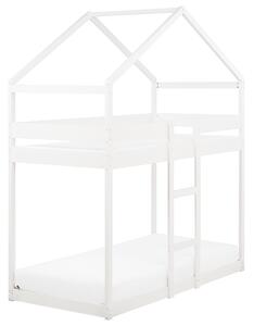 Patrová postel Domek Borovicové dřevo LABATUT 90 x 200 cm Bílá