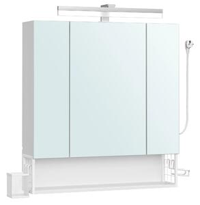 SONGMICS Koupelnová skříňka se zrcadlem a integrovanou nabíjecí stanicí a LED osvětlením Vasagle Elory 70 cm bílá