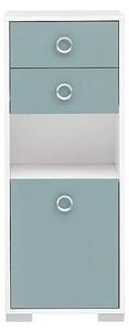Koupelnová skříňka Schildmeyer Kimi / výška 105 cm / dřevotříska / bílá - modrá
