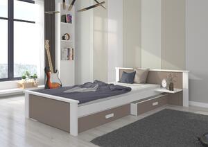 ADRK Postel ALDEX Shelf, CH-Alde-Sh-W+T-190-E1965, 180x80 cm s policí, bílá/truffle