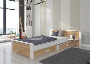ADRK Postel ALDEX Shelf, CH-Alde-Sh-W+OGOLD-190-E1962, 180x80 cm s policí, bílá/zlatý dub
