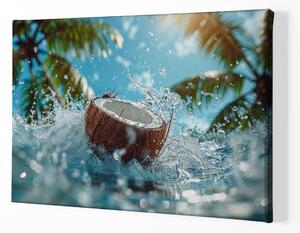 Obraz na plátně - Kokos v divoké vodě FeelHappy.cz Velikost obrazu: 150 x 100 cm