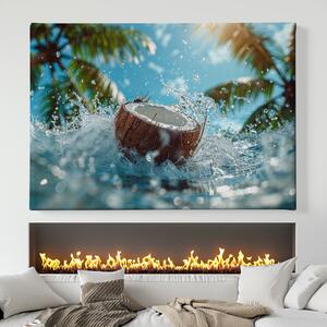 Obraz na plátně - Kokos v divoké vodě FeelHappy.cz Velikost obrazu: 40 x 30 cm