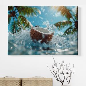 Obraz na plátně - Kokos v divoké vodě FeelHappy.cz Velikost obrazu: 210 x 140 cm