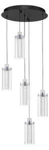 LED stmívatelný černo-chromový moderní lustr Lune 190
